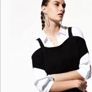 *BABATON* Aritzia Black Short Sleeve Cold Shoulder Blouse Size XS